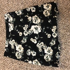 Black floral a-line skirt